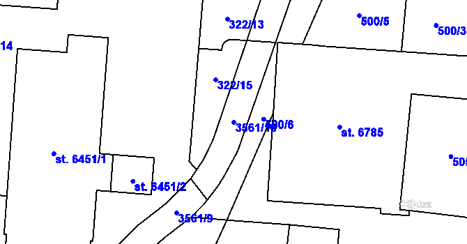 Parcela st. 3561/10 v KÚ Zlín, Katastrální mapa