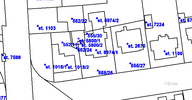 Parcela st. 8974/1 v KÚ Zlín, Katastrální mapa