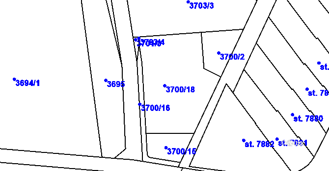 Parcela st. 3700/18 v KÚ Zlín, Katastrální mapa