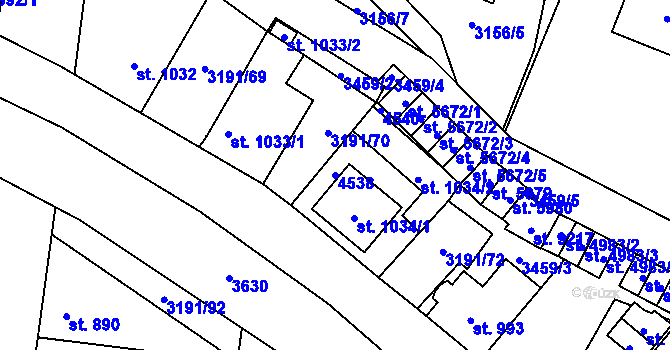 Parcela st. 4538 v KÚ Zlín, Katastrální mapa