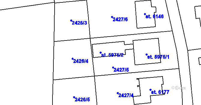 Parcela st. 5975/2 v KÚ Zlín, Katastrální mapa
