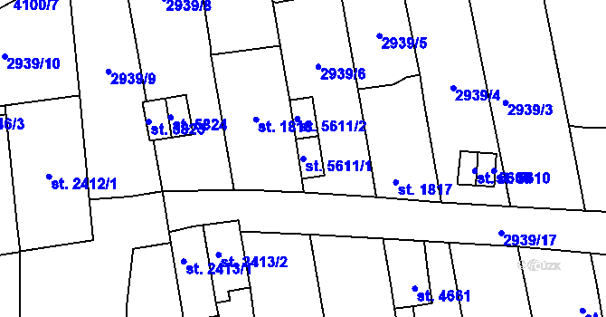Parcela st. 5611/1 v KÚ Zlín, Katastrální mapa
