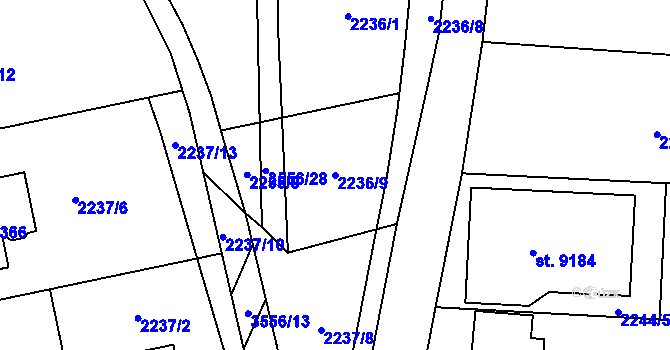 Parcela st. 2236/9 v KÚ Zlín, Katastrální mapa