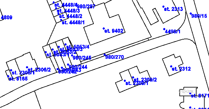 Parcela st. 980/270 v KÚ Zlín, Katastrální mapa