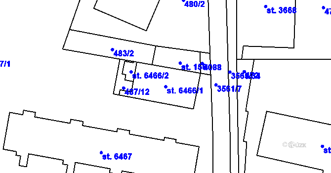 Parcela st. 6466/1 v KÚ Zlín, Katastrální mapa