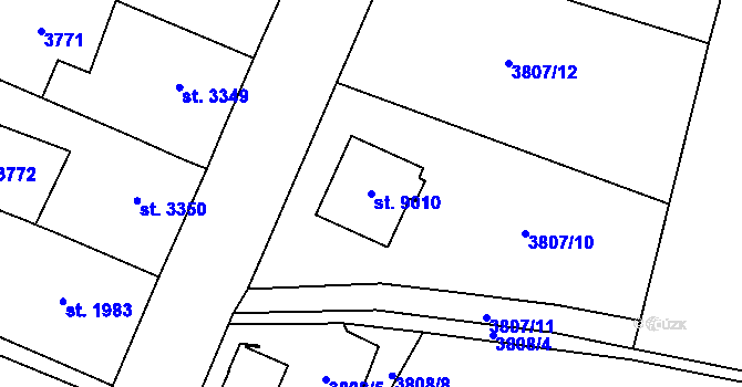 Parcela st. 9010 v KÚ Zlín, Katastrální mapa