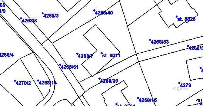 Parcela st. 9011 v KÚ Zlín, Katastrální mapa