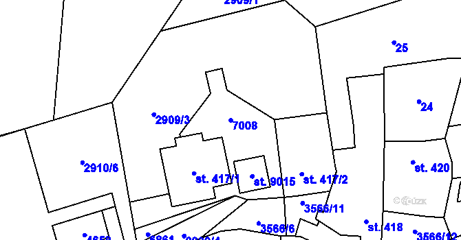 Parcela st. 7008 v KÚ Zlín, Katastrální mapa