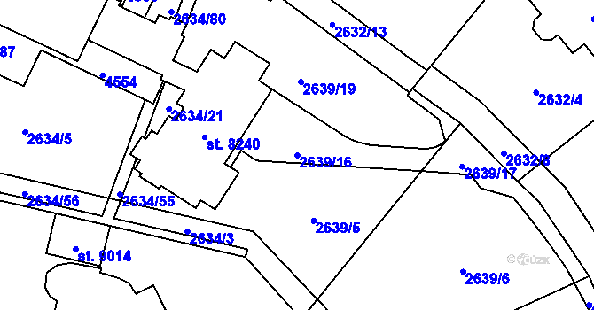Parcela st. 2639/16 v KÚ Zlín, Katastrální mapa