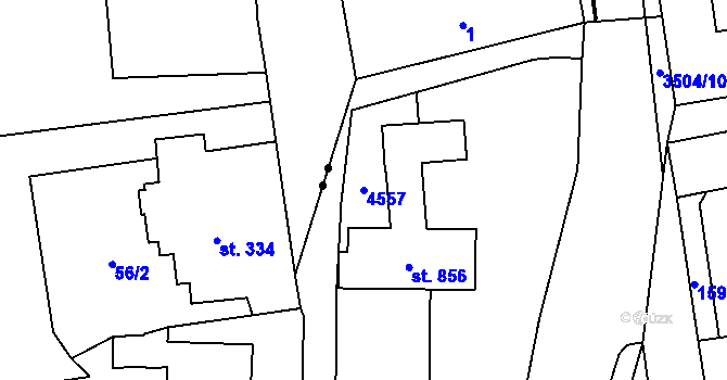 Parcela st. 4557 v KÚ Zlín, Katastrální mapa