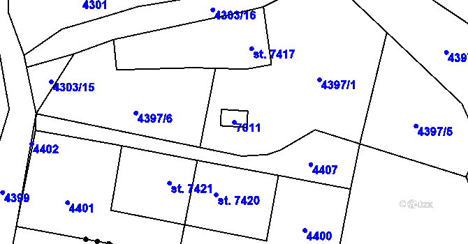Parcela st. 7011 v KÚ Zlín, Katastrální mapa