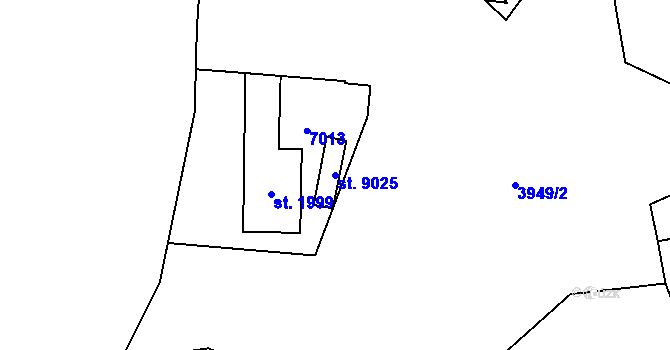 Parcela st. 9025 v KÚ Zlín, Katastrální mapa