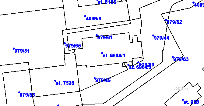 Parcela st. 6804/1 v KÚ Zlín, Katastrální mapa