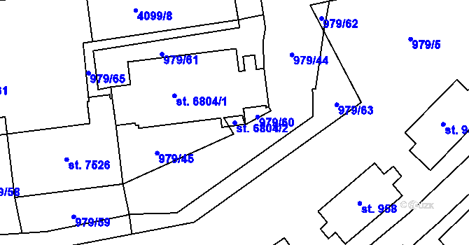 Parcela st. 6804/2 v KÚ Zlín, Katastrální mapa