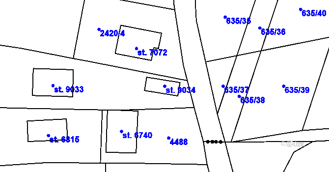 Parcela st. 9034 v KÚ Zlín, Katastrální mapa