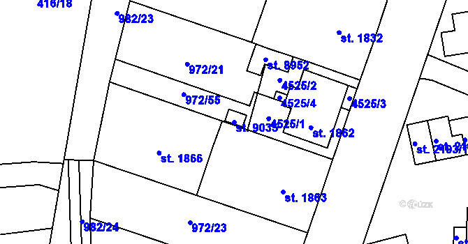 Parcela st. 9035 v KÚ Zlín, Katastrální mapa