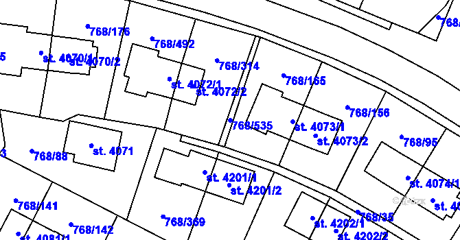 Parcela st. 768/535 v KÚ Zlín, Katastrální mapa