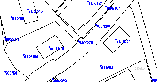 Parcela st. 980/275 v KÚ Zlín, Katastrální mapa