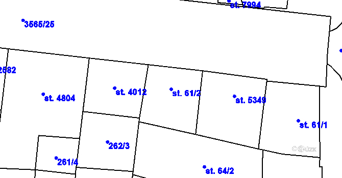 Parcela st. 61/2 v KÚ Zlín, Katastrální mapa