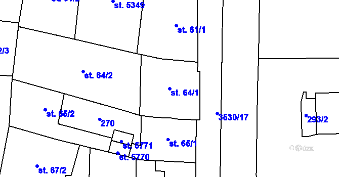 Parcela st. 64/1 v KÚ Zlín, Katastrální mapa