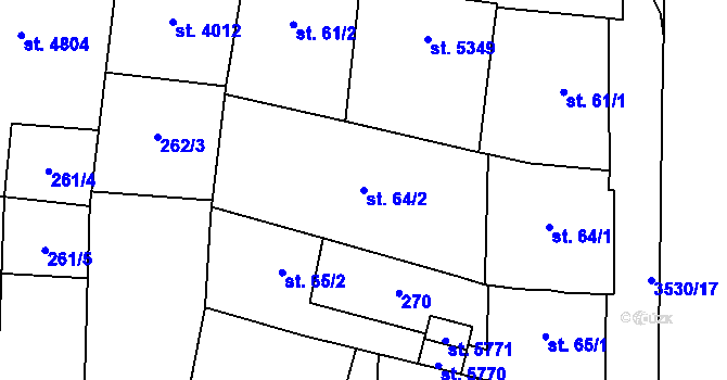 Parcela st. 64/2 v KÚ Zlín, Katastrální mapa