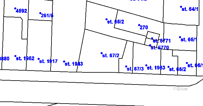 Parcela st. 67/2 v KÚ Zlín, Katastrální mapa