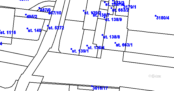 Parcela st. 138/4 v KÚ Zlín, Katastrální mapa