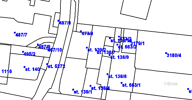 Parcela st. 138/7 v KÚ Zlín, Katastrální mapa