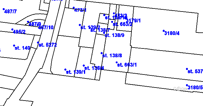 Parcela st. 138/8 v KÚ Zlín, Katastrální mapa