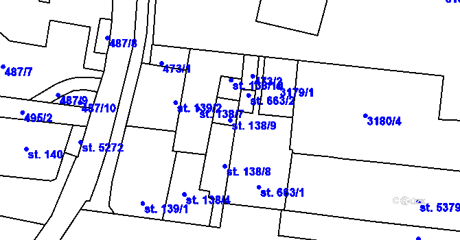 Parcela st. 138/9 v KÚ Zlín, Katastrální mapa