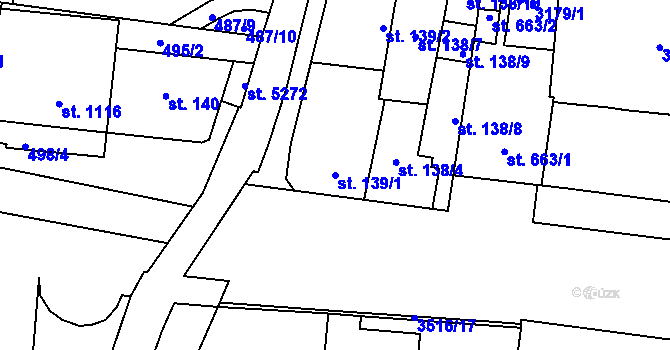 Parcela st. 139/1 v KÚ Zlín, Katastrální mapa