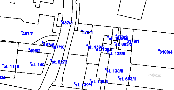 Parcela st. 139/2 v KÚ Zlín, Katastrální mapa