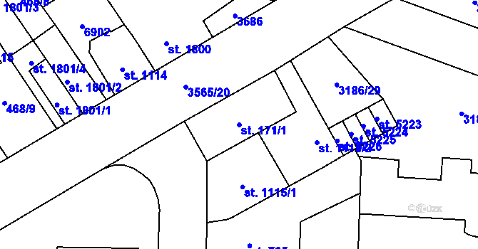 Parcela st. 171/1 v KÚ Zlín, Katastrální mapa