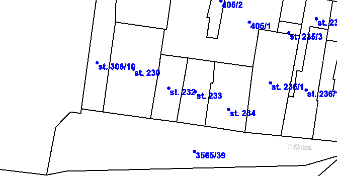 Parcela st. 232 v KÚ Zlín, Katastrální mapa