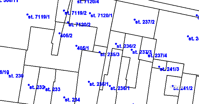Parcela st. 235/3 v KÚ Zlín, Katastrální mapa