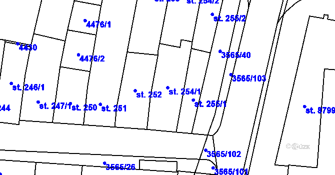 Parcela st. 254/1 v KÚ Zlín, Katastrální mapa
