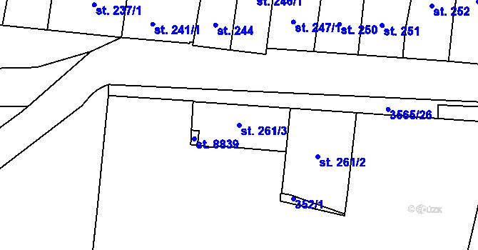 Parcela st. 261/3 v KÚ Zlín, Katastrální mapa