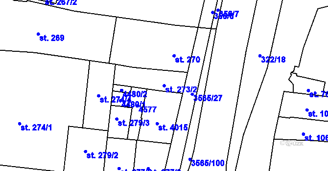 Parcela st. 273/2 v KÚ Zlín, Katastrální mapa