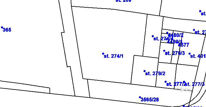 Parcela st. 274/1 v KÚ Zlín, Katastrální mapa