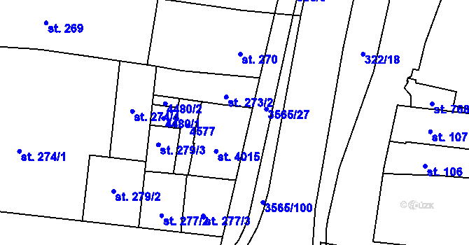 Parcela st. 275 v KÚ Zlín, Katastrální mapa
