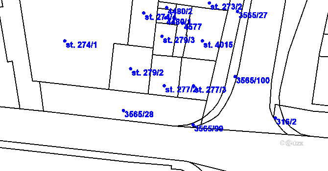 Parcela st. 277/2 v KÚ Zlín, Katastrální mapa