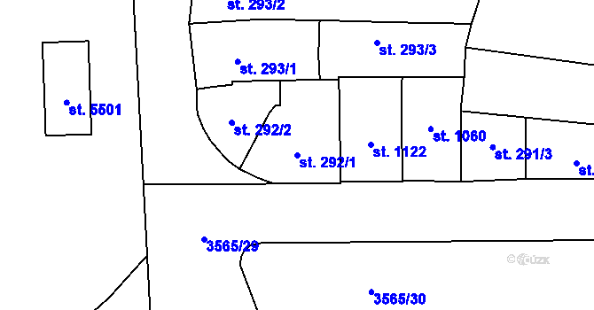 Parcela st. 292/1 v KÚ Zlín, Katastrální mapa