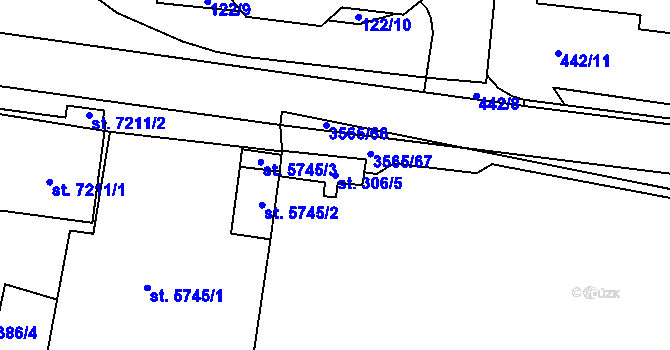 Parcela st. 306/5 v KÚ Zlín, Katastrální mapa
