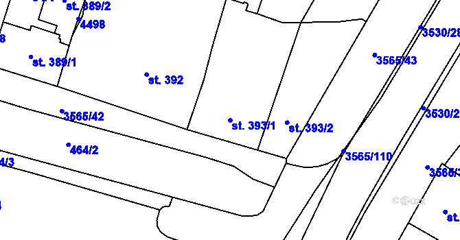 Parcela st. 393/1 v KÚ Zlín, Katastrální mapa