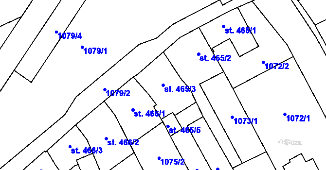 Parcela st. 465/3 v KÚ Zlín, Katastrální mapa