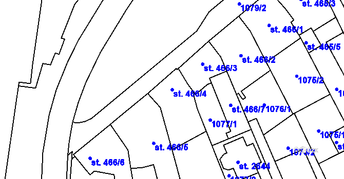 Parcela st. 466/4 v KÚ Zlín, Katastrální mapa