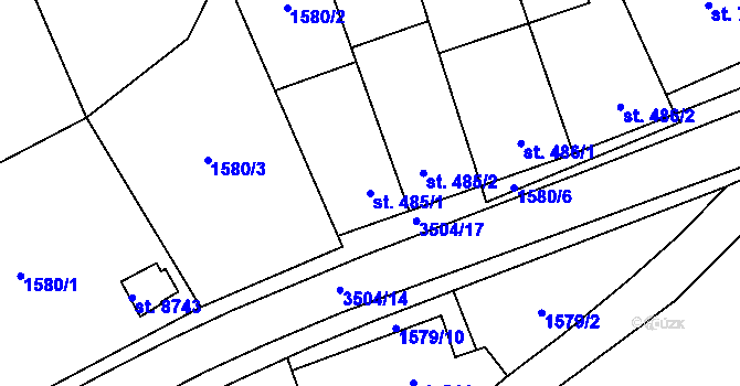 Parcela st. 485/1 v KÚ Zlín, Katastrální mapa