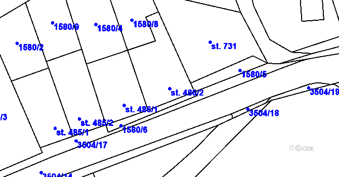 Parcela st. 486/2 v KÚ Zlín, Katastrální mapa
