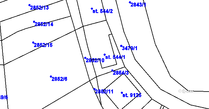 Parcela st. 544/1 v KÚ Zlín, Katastrální mapa