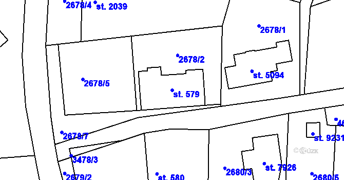 Parcela st. 579 v KÚ Zlín, Katastrální mapa